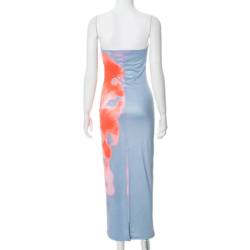 Strapless Printed Tube Maxi Dress For Women